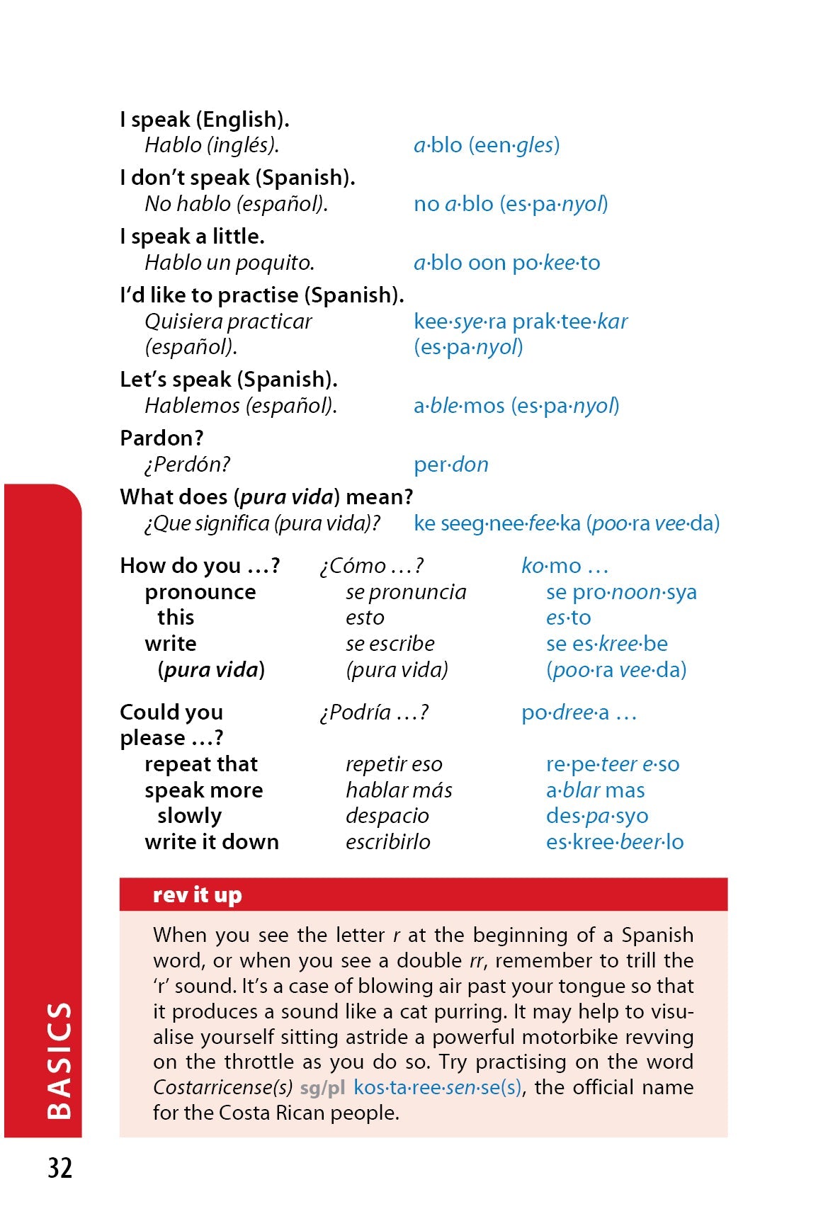 Costa Rican Spanish Phrasebook & Dictionary - Book + eBook