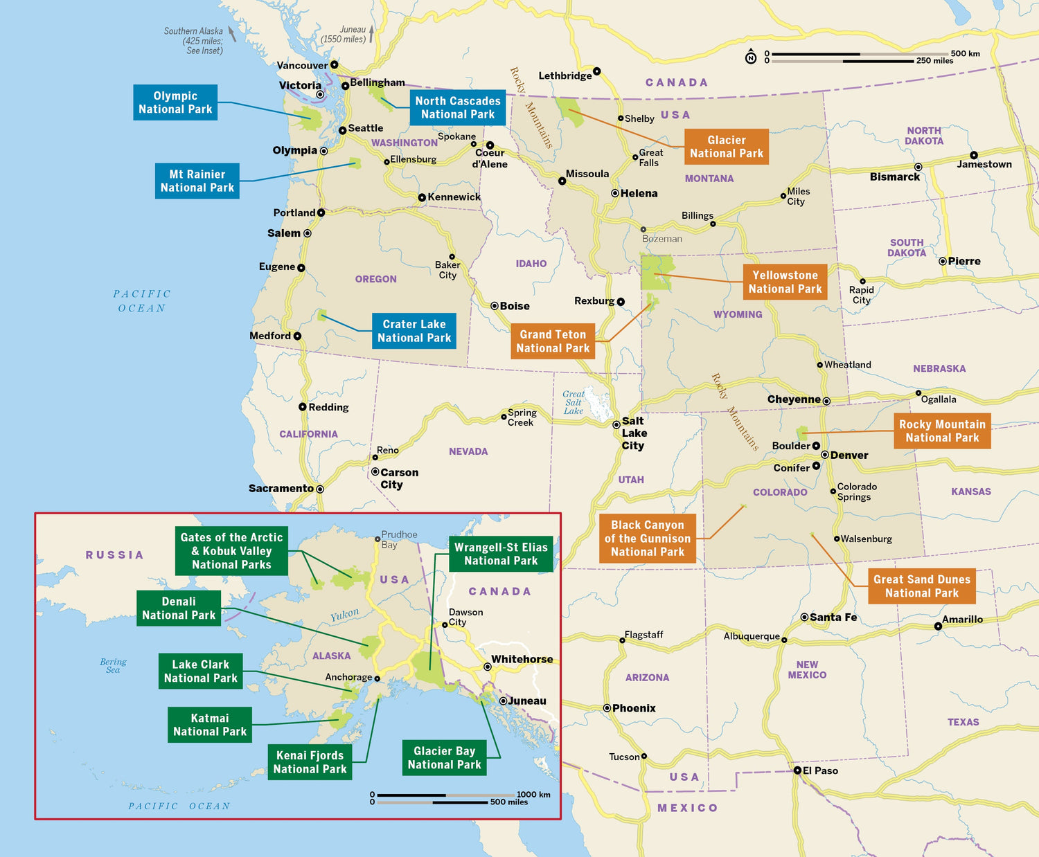 Rocky Mountains & Pacific Northwest's National Parks - Book
